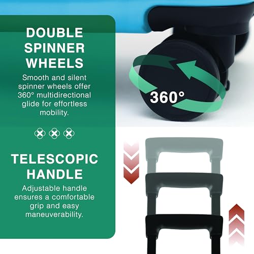TRAVELARIM 24 Inch Checked Luggage with Spinner Wheels, Medium Suitcase | Expandable, Durable Hard-Shell, Scratch-Resistant, 360° Spinner Wheels, TSA Lock, Travel-Friendly, Teal - color: Teal, size: Medium 24-Inch Checked