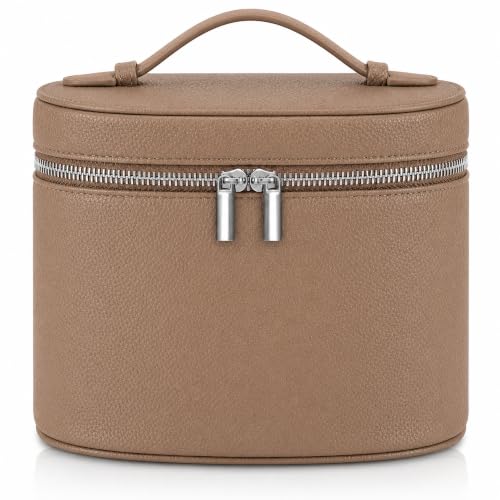 Makeup Bag Vanity Case Cosmetic Bag with Removable Divider Travel Toiletry Bag for Women Portable Make up Box Organizer, Khaki - color: Khaki
