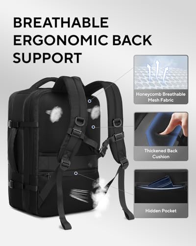Travel Backpack with Vacuum Compression System 60L, Built-in Pump, Black - color: Black