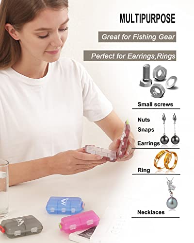 4PS Travel Pill Organizer 10 Compartment Folding Small Pill Case Four Color - color: Dark Red + Gray + Pink + Blue