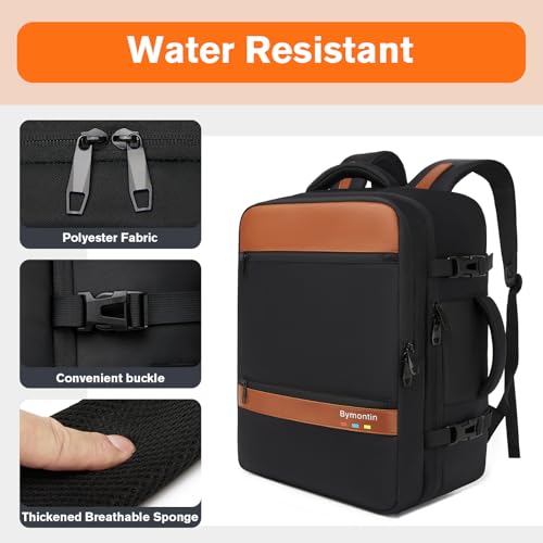 Exquisite Travel Laptop Backpack, Flight Approved Size Carry on Bag (25L) | 180° Opening, with Laptop Compartment, with Luggage Strap - color: Black, size: L (7x11x16.8")