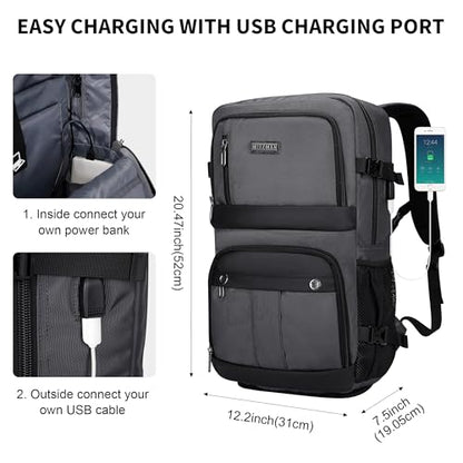 WITZMAN Carry on Travel Backpack for Men Nylon Business Laptop Backpack - color: Silvery Grey