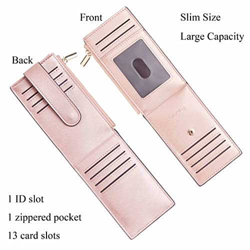 Chelmon Women's RFID Slim Card Holder Wallet - color: Rose Gold Classic