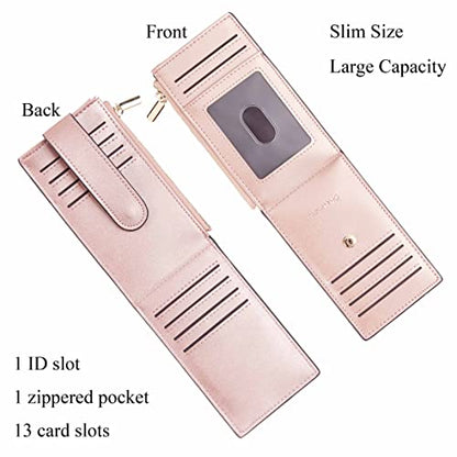 Chelmon Women's RFID Slim Card Holder Wallet - color: Rose Gold Classic