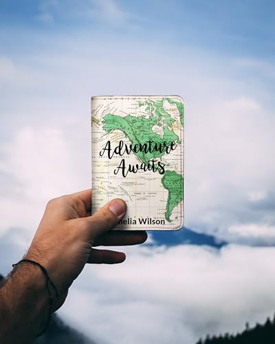 Personalized Passport Holder - Custom Vegan Leather RFID Passport Cover - color: Oh Darling Lets Be Adventurers (Black)