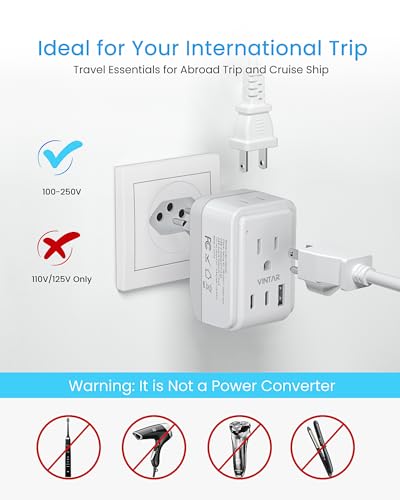 VINTAR Brazil Power Adapter 2 Pack, Foldable Type N Plug Adapter - style: Type N - Brazil