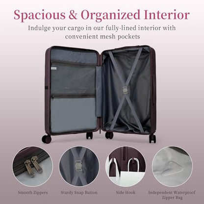 Luggage 4 Piece Set Suitcase with TSA, Airline-Approved Hard Shell Expandable Double Spinner Rolling Wheels Suitcases for Lightweight Travel (Dark Purple, 28in26in20in13in) - color: Dark Purple