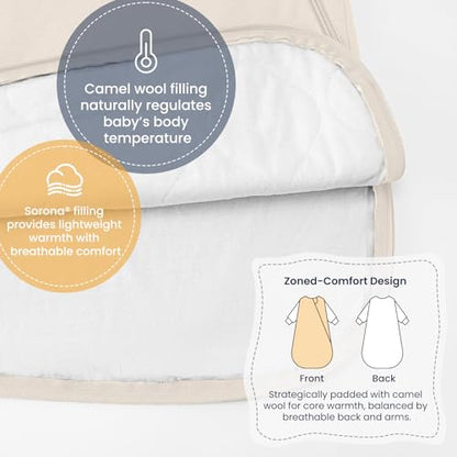 KaiyaBaby Organic Cotton Baby Sleep Sack, Long Sleeve 1.0 TOG, 18-36M - color: Cream, size: 18-36M