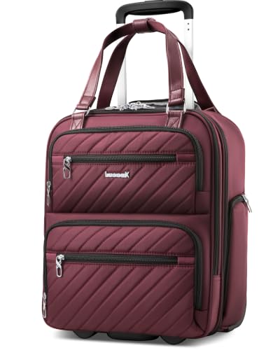 LUGGEX Underseat Carry On Bag, Dark Scarlet, 16" - color: Dark Scarlet, size: Underseat 16 inch