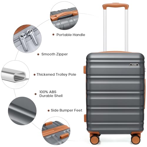 7 Piece luggage sets with YKK Zipper 20/24/28" with Backpack - color: Silver Gray, size: 7 piece set (20/24/28inch)
