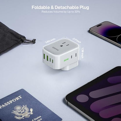 EPICKA Hybrid European Travel Plug Adapter, Foldable & Detachable Type C (EU) VisaPlug (Type G for UK) - style: Type G for UK
