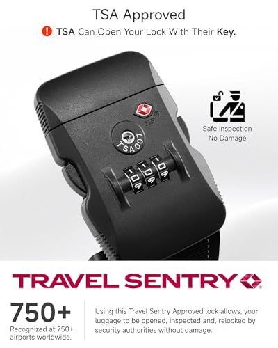 LUGGEX Luggage Straps TSA Approved, Adjustable Straps for Suitcases,Black - color: Black