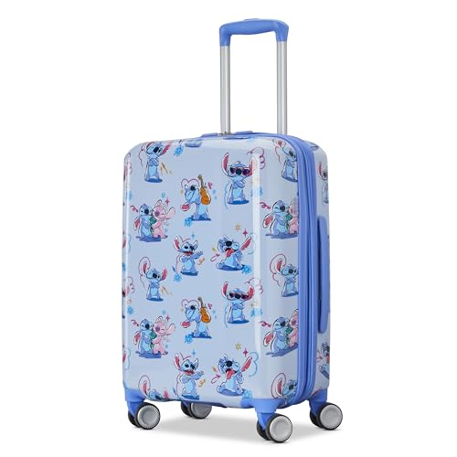 American Tourister STITCH CARRY-ON SPINNER Luggage - Airline Approved, Durable Hardshell with RightHeight Adjustable Handle - Expands 1.5in - Roll Confidentially with Dual 360 Spinner Wheels - color: Stitch, size: Small
