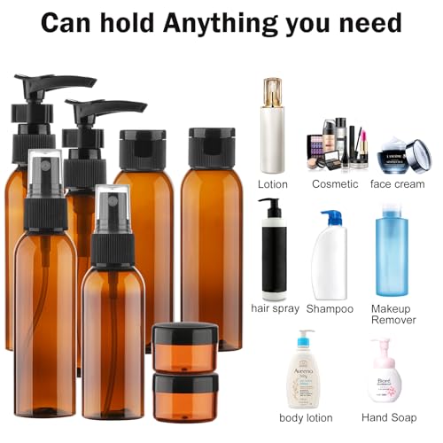 Cosywell Travel Size Bottles for Toiletries, Brown, 15 Pack, 2oz - color: L-Brown-15pcs
