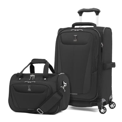 Travelpro Maxlite 5 Softside 2피스 세트 확장 가능한 휴대용 수하물 4개의 스피너 휠/부드러운 언더시트 토트, 경량 여행 가방, 남성 및 여성용, 블랙
