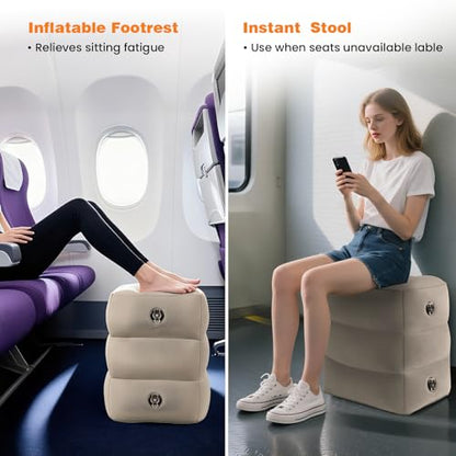 Inflatable Foot Rest Pillow for Travel, Adjustable 3 Height, 2Pcs - size: 2 pieces