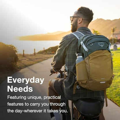 Osprey Nebula Commuter Backpack, Green OS | everyday bag, campus pack, laptop carry, laptop sleeve, work school travel, bottle pockets, everyday carry, Green color - color: Moss Green-earl Grey Heather