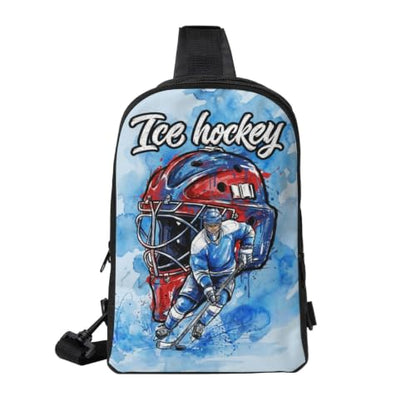 Mens Crossbody Bag Sling Backpack Portable EDC Chest Bag - color: Ice Hockey