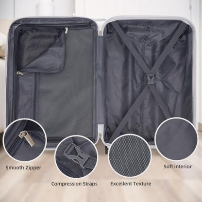 LARVENDER Luggage Sets 5 Piece, PC+ABS Expandable Suitcases with Wheels - color: Pearl Carbon, size: 5 Piece Set (20/24/28/DB/TB)