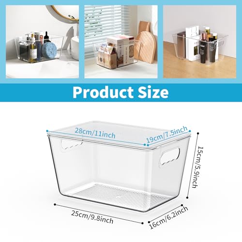 Clear Stackable Fridge Organizer with Lids, 4 Pack Large 11.5×7.5×6 Inch - color: 4 Pack, size: L with Lids (11.5"L x 7.5"W x 6"H)