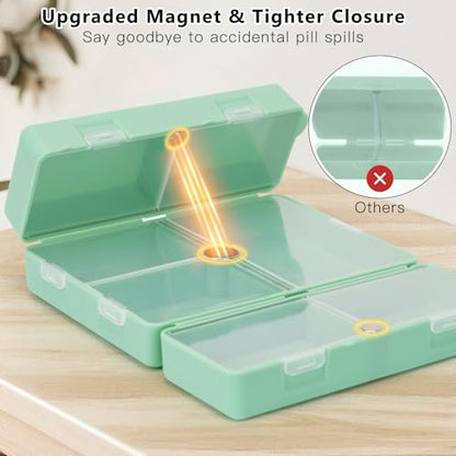 FYY Travel Pill Organizer, Pill Box Medicine Case-2pcs Green - color: Green, size: Large (1 Piece), Small (1 Piece)