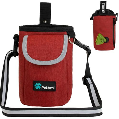 PetAmi Dog Treat Pouch, Large Hands-Free Training Bag, Red - color: Red