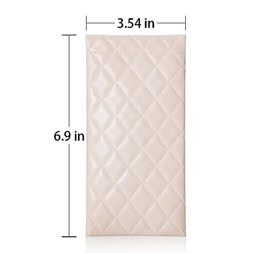 TRIUMPH VISION Eyeglass Case Glasses Case Soft Sunglass Pouch Sleeve 3 Pack - color: Pu Quilted (Pink, Beige, White)