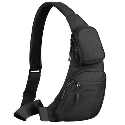 hk Sling Bag for Men with 3‑Layer Sailcloth‑Inspired Performance Fabric - color: Black