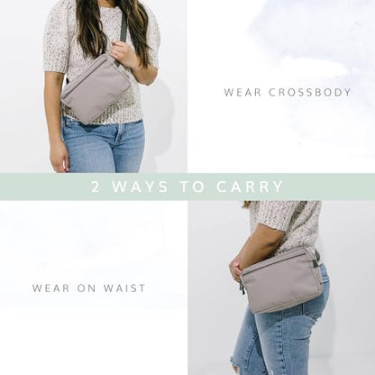 Everyday Joey Belt Bag | Truffle Crossbody Pack - 2.4L With Zipper Pockets - color: Truffle