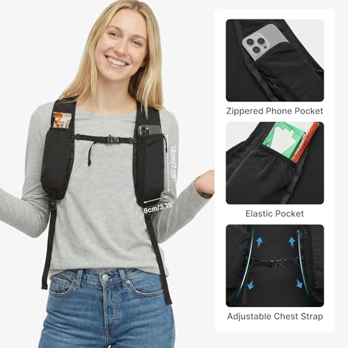 G4Free 20L Lightweight Packable Hiking Backpack for Women Men - color: Black