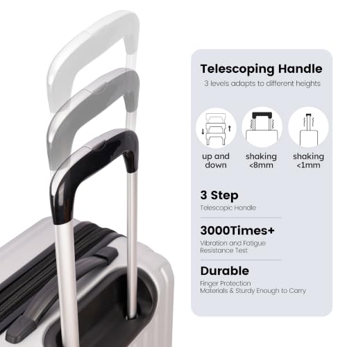 GinzaTravel 3-Pieces ABS Hardshell Luggage Set 20"25"29" Suitcase Silver - color: Silver