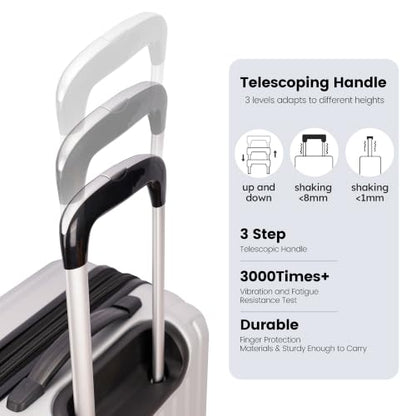 GinzaTravel 3-Pieces ABS Hardshell Luggage Set 20"25"29" Suitcase Silver - color: Silver