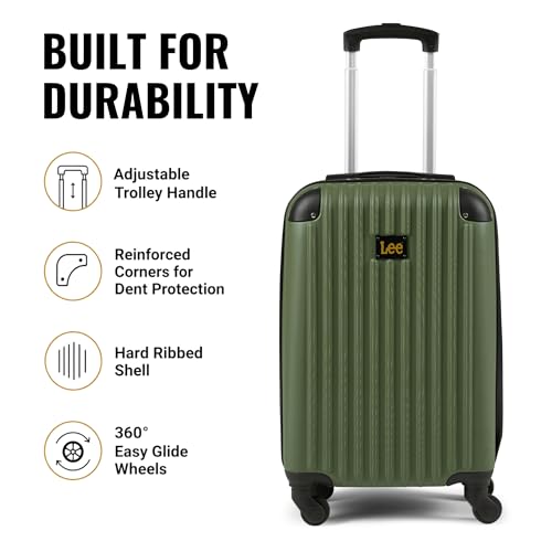 Lee Carry On Luggage with Wheels, 21" TSA Approved Hard Shell Suitcase - color: Merchantile Green