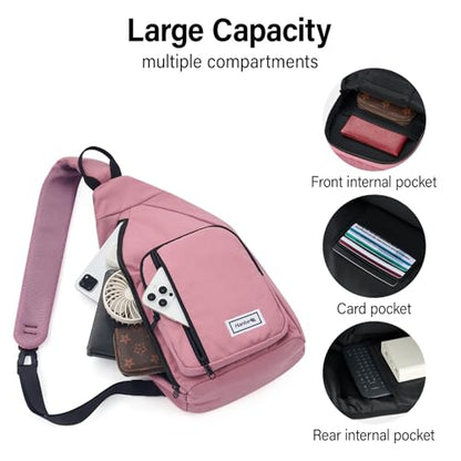 Hanke Crossbody Sling Bag, Chest Bag with 11" Tablet Pocket - color: Purple