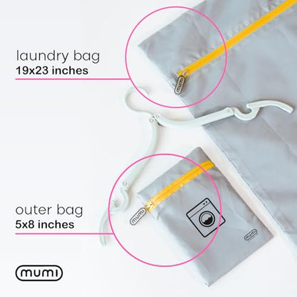 MUMI Smell-Proof Travel Laundry Bag with Folding Hanger, Orange - color: Orange
