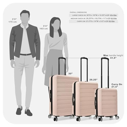 Travel Select Snowcreek Hardside Expandable Spinner Luggage Set w/USB Port, Pink, 3-Piece - color: Pink, size: 3 Piece Set