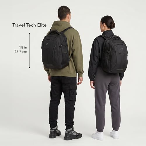 SwissGear Travel Tech Elite Laptop Backpack – Fits Laptops up to 16” – ScanSmart TSA-Friendly Backpack with USB Port, Shoe Compartment & Organizer Pockets – Black Dot - color: Black Dot, style: Travel Tech Elite