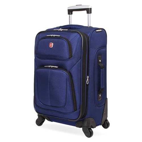 SwissGear Sion Carry-On Spinner Luggage, Softside Expandable, Lightweight Suitcase, Blue, 22.75-Inch - color: Blue, size: Carry-On