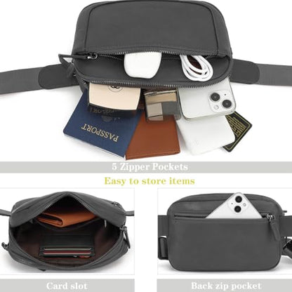 Fanny Packs for Women, Large Vegan Leather Waterproof Belt Bag, Gray - color: Grey