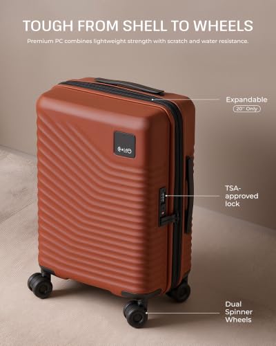 Coolife 6 Piece Travel Set: 3 Suitcases, Duffel, Organizer, Pop-Up Hamper - color: Brown, size: 6-Piece Set