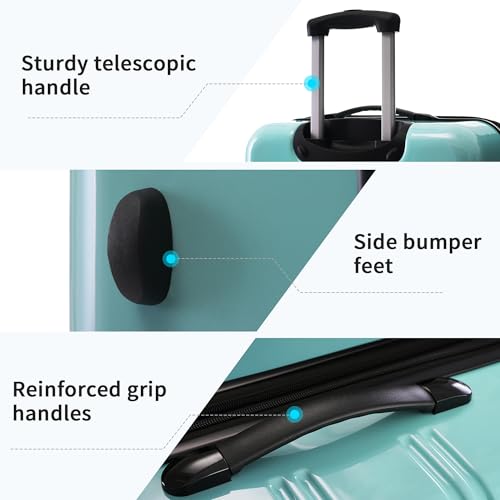 Merax Luggage Sets 3 Piece, Hardside Suitcase Set with Spinner Wheels - color: Gradient Blue, style: 3-piece Set(20/24/28)