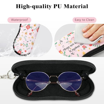 MoKo Sunglasses Soft Case Ultra Light Neoprene Zipper Eyeglass Case for Men Women - color: Pink Flowers