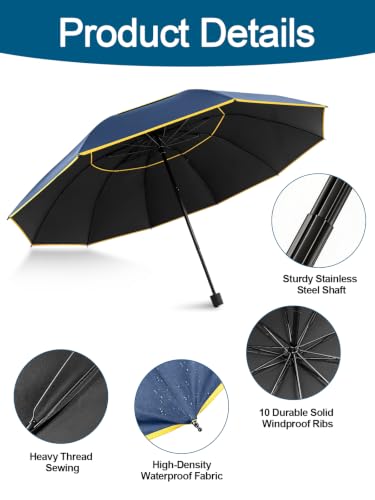 Kalolary 55/62 Inch Large Golf Umbrella UV Protection Compact Umbrella - color: Blue