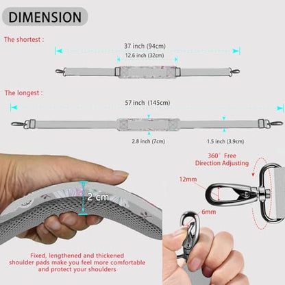 Shoulder Strap 58" Ultra-Thick Fixed Padded and Adjustable Buckles Crossbody Strap for Briefcase Laptop Bag Luggage - color: Butterfly