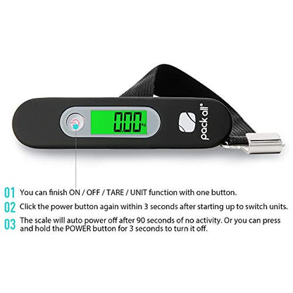 pack all Digital Luggage Scale for Travel, 110Lbs Capacity, 0.1Lb Precision - color: Red