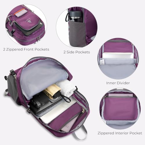 20L Small Hiking Backpack for Women Men, Lightweight Packable Daypack - color: Purple