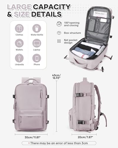 Personal Item Travel Backpack for Women Men Carry On Bag Airlines 18x14x8 - color: P-lotuspink, size: Small