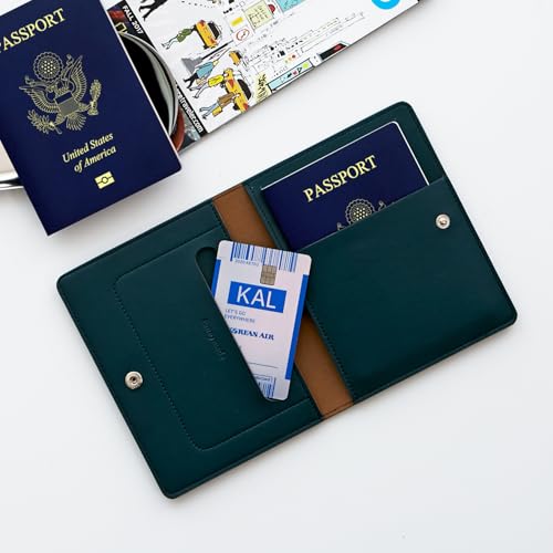 carrotez Premium RFID Blocking Leather Passport Cover – Dark Green - color: Dark Green