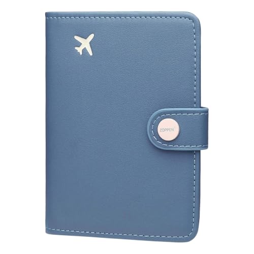 ZOPPEN Passport Holder RFID Blocking Travel Wallet, Denim Blue - color: Denim Blue