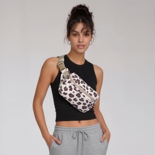 TOPEAST Waist Pack 3.5L Fanny Packs with Water Bottle Holder - color: Cream Leopard